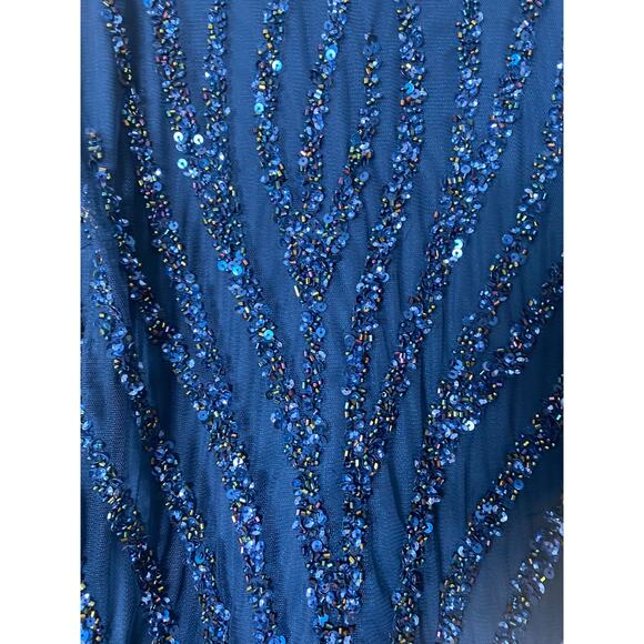 ADRIANNA PAPELL DRESS 8 BLUE COCKTAIL PARTY FESTIVE HOLIDAYS - Picture 7 of 16